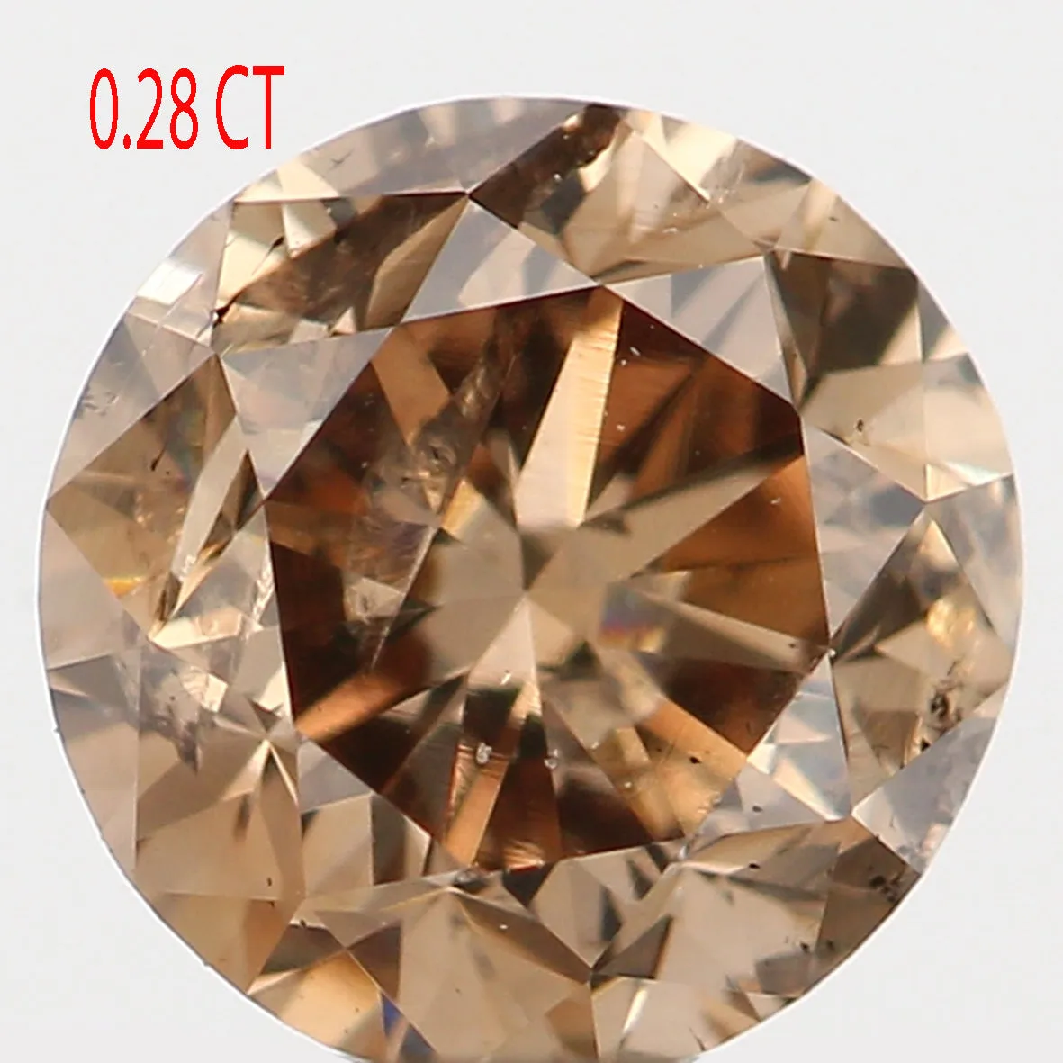 0.28 Ct Natural Loose Diamond, Orange Diamond, Round Diamond, Round Brilliant Cut Diamond, Sparkling Diamond, Rustic Diamond KR2