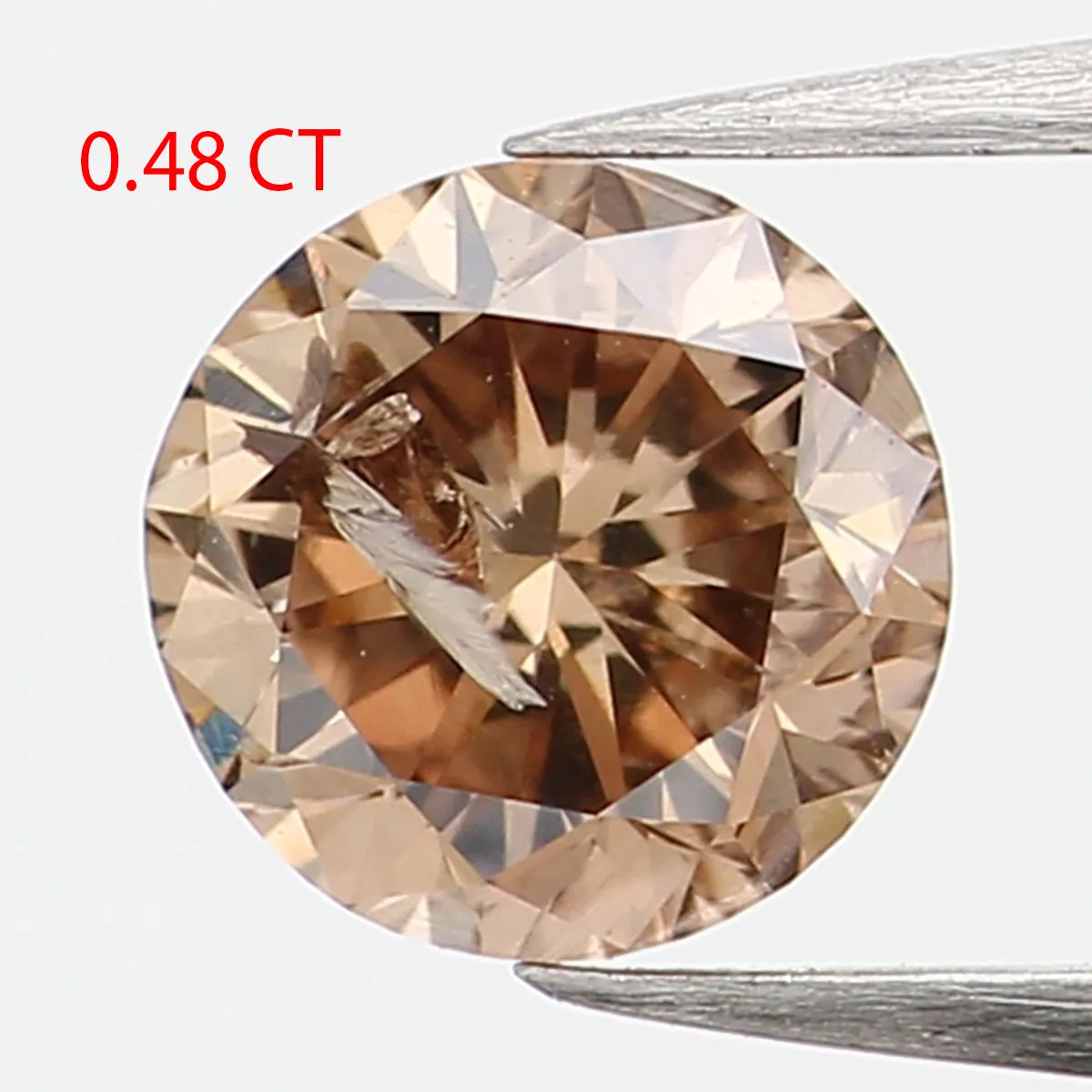 0.48 Ct Natural Loose Diamond, Brown Diamond, Round Diamond, Round Brilliant Cut Diamond, Sparkling Diamond, Rustic Diamond, L77