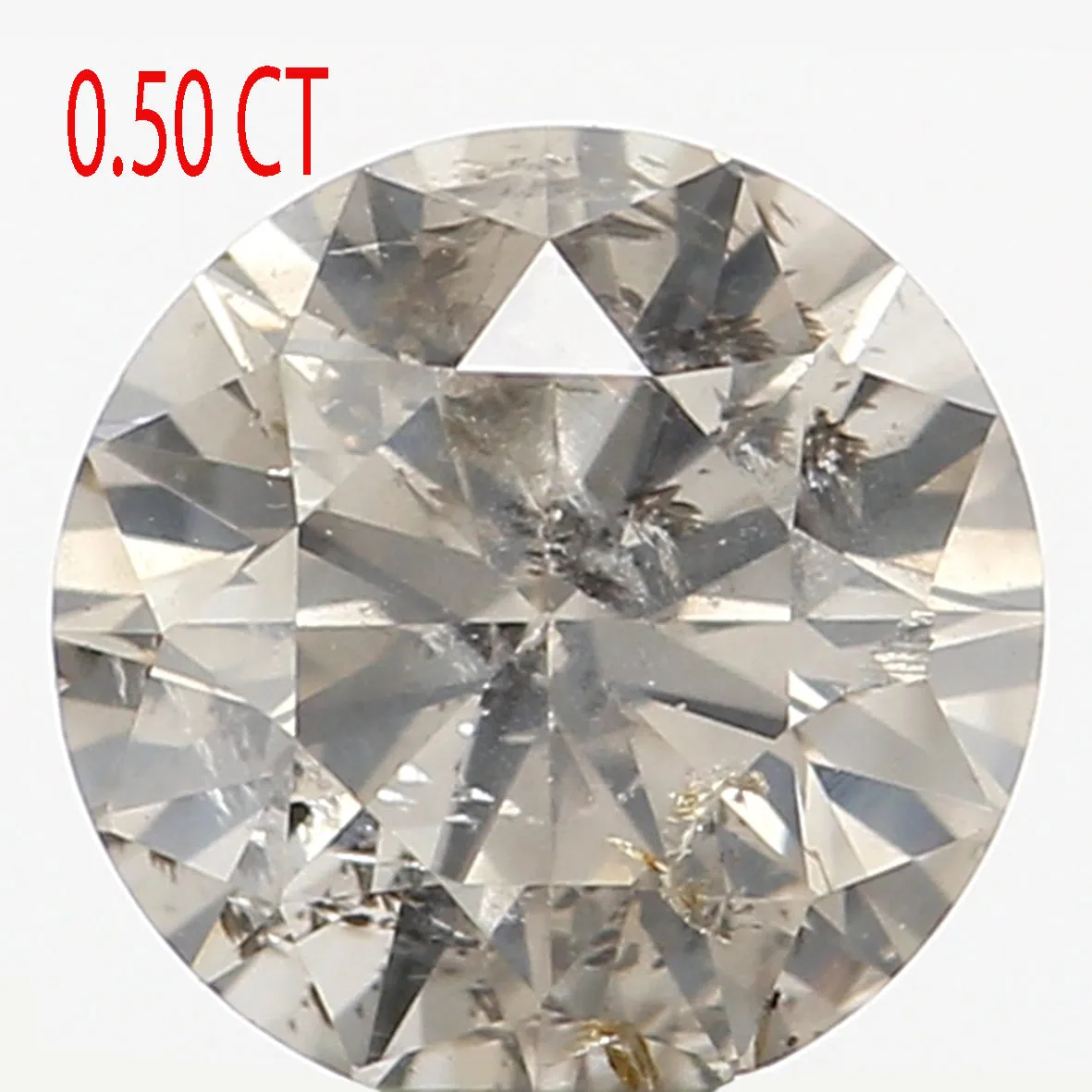 0.50 Ct Natural Loose Diamond, Fancy Grey Diamond, Round Diamond, Round Brilliant Cut Diamond, Sparkling Diamond, Rustic Diamond