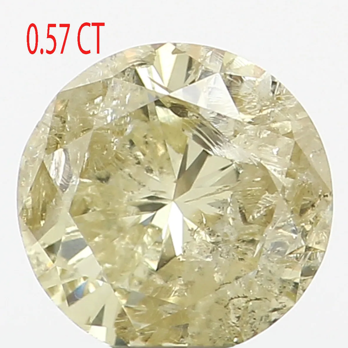 0.57 Ct Natural Loose Diamond, Green Diamond, Yellow Diamond, Round Diamond, Round Brilliant Cut, Sparkling Diamond, Rustic Diam