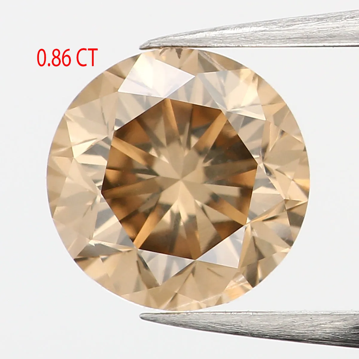 0.86 Ct Natural Loose Diamond, Brown Diamond, Round Diamond, Round Brilliant Cut Diamond, Sparkling Diamond, Rustic Diamond KDL6