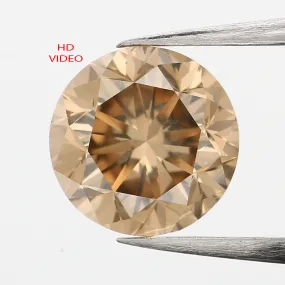 0.86 Ct Natural Loose Diamond, Brown Diamond, Round Diamond, Round Brilliant Cut Diamond, Sparkling Diamond, Rustic Diamond KDL6