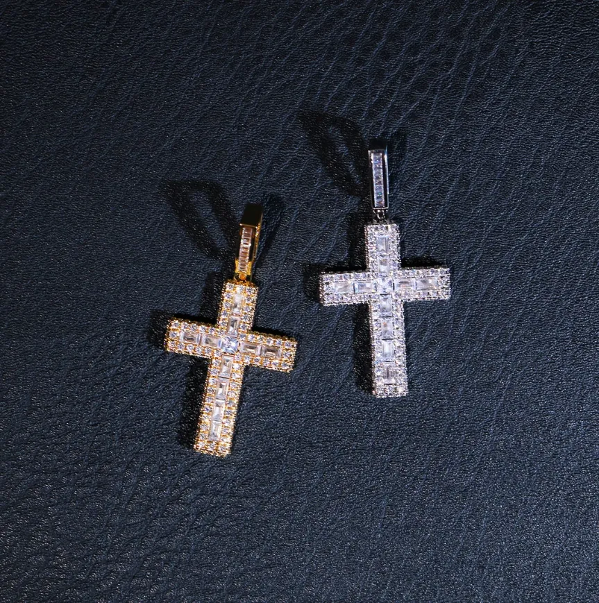 10K Gold Baguette Diamond Cross