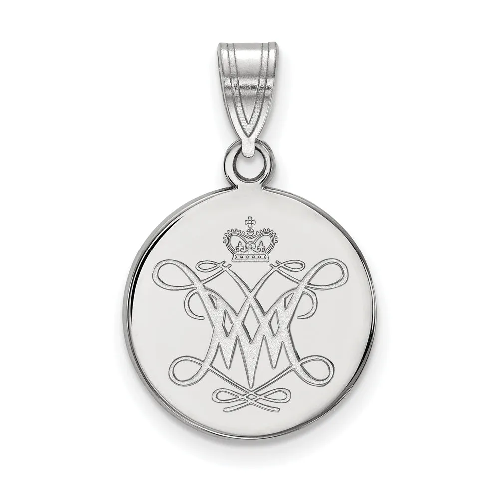 10k White Gold William and Mary Medium Disc Pendant