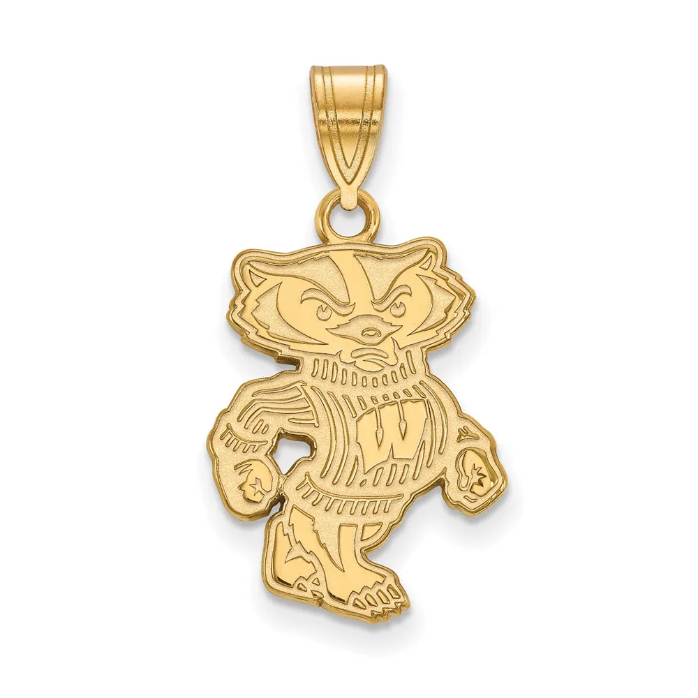 10k Yellow Gold U. of Wisconsin Large Badgers Pendant