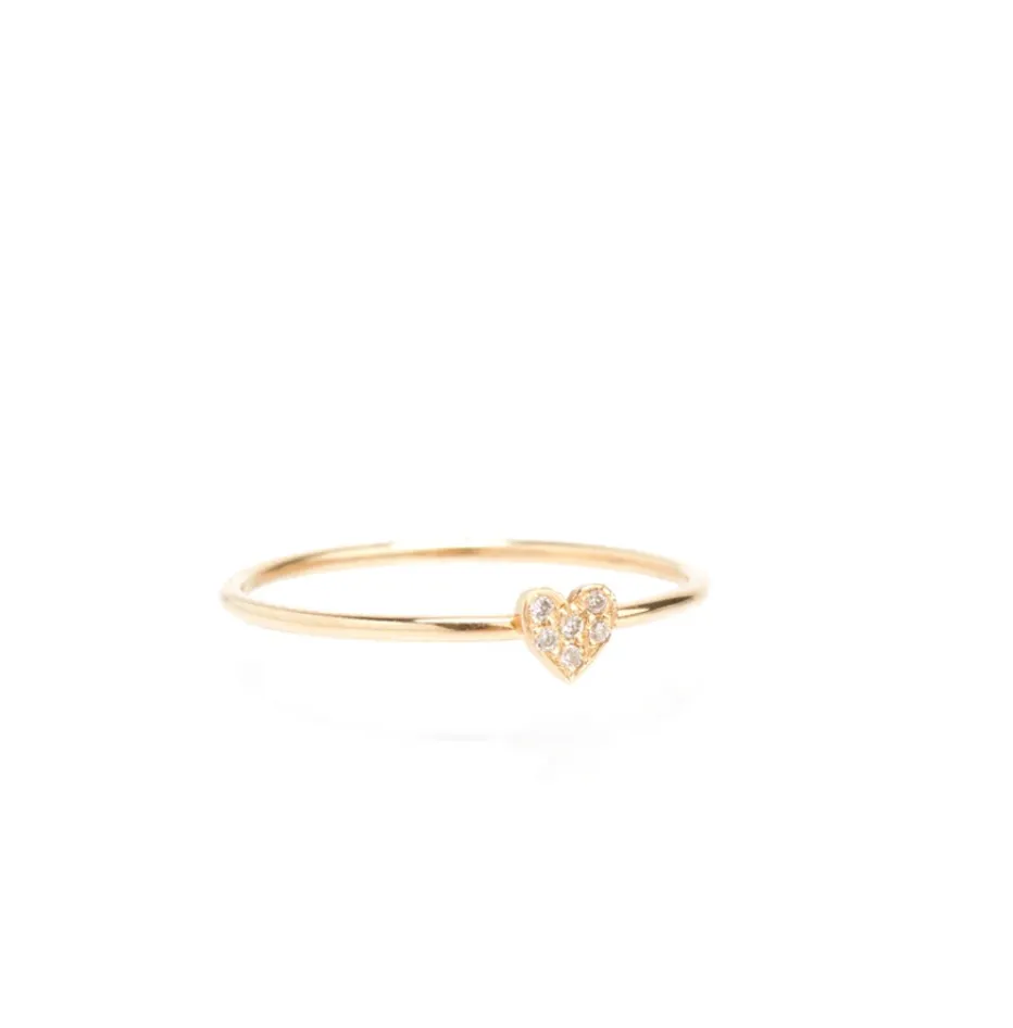 14K ITTY BITTY PAVE HEART RING