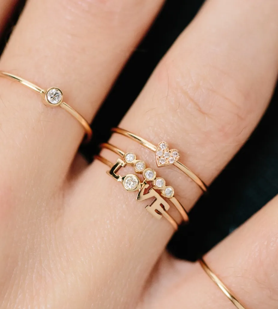 14K ITTY BITTY PAVE HEART RING