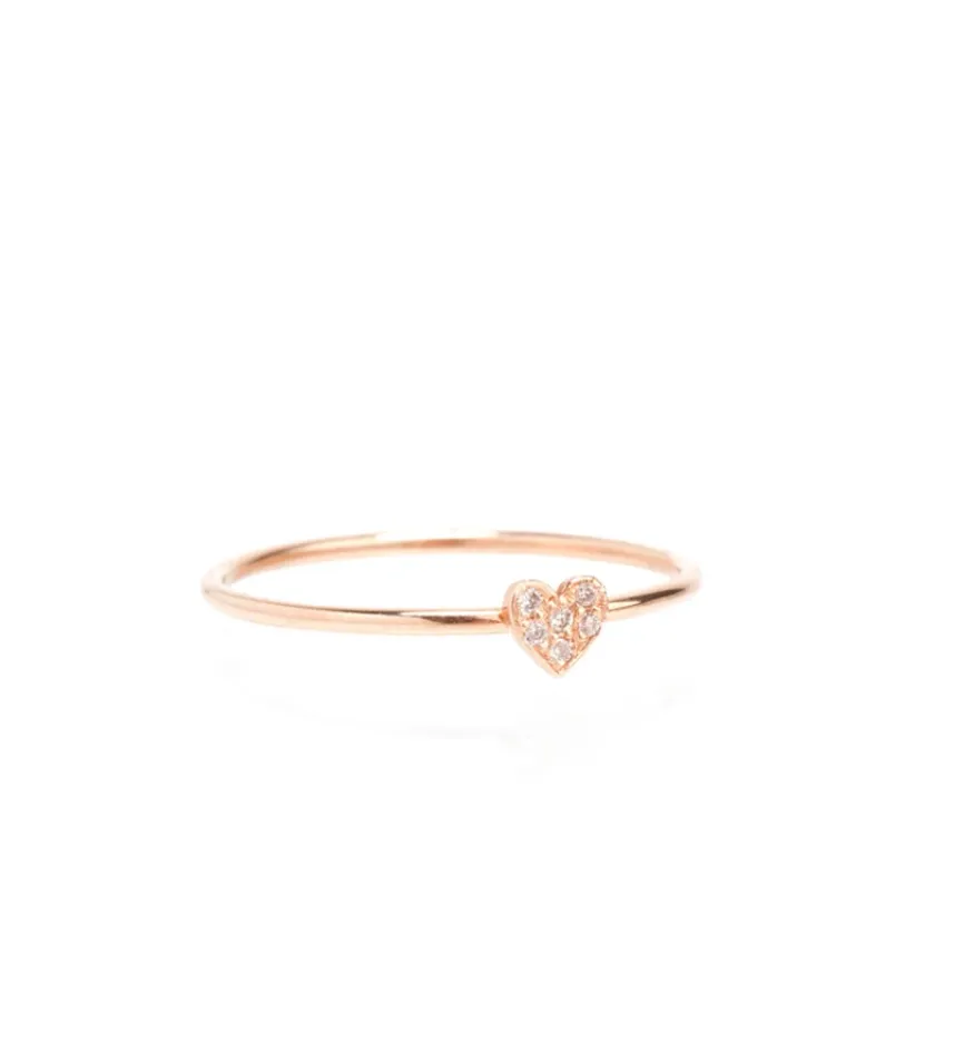 14K ITTY BITTY PAVE HEART RING