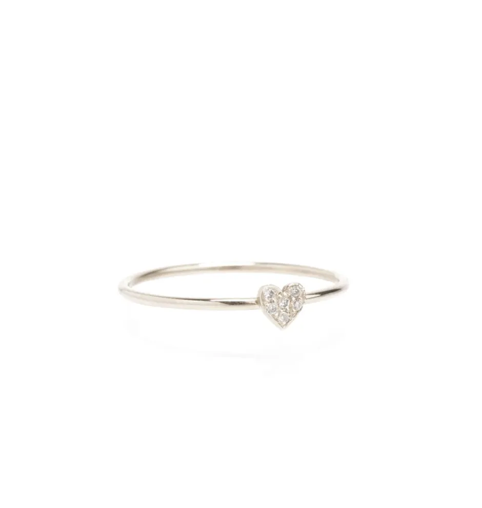 14K ITTY BITTY PAVE HEART RING