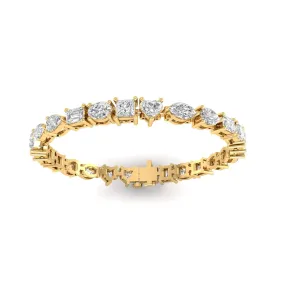 14K or 18K Gold and multi-shape Diamond 8.1 ct Tennis Bracelet Lab Grown