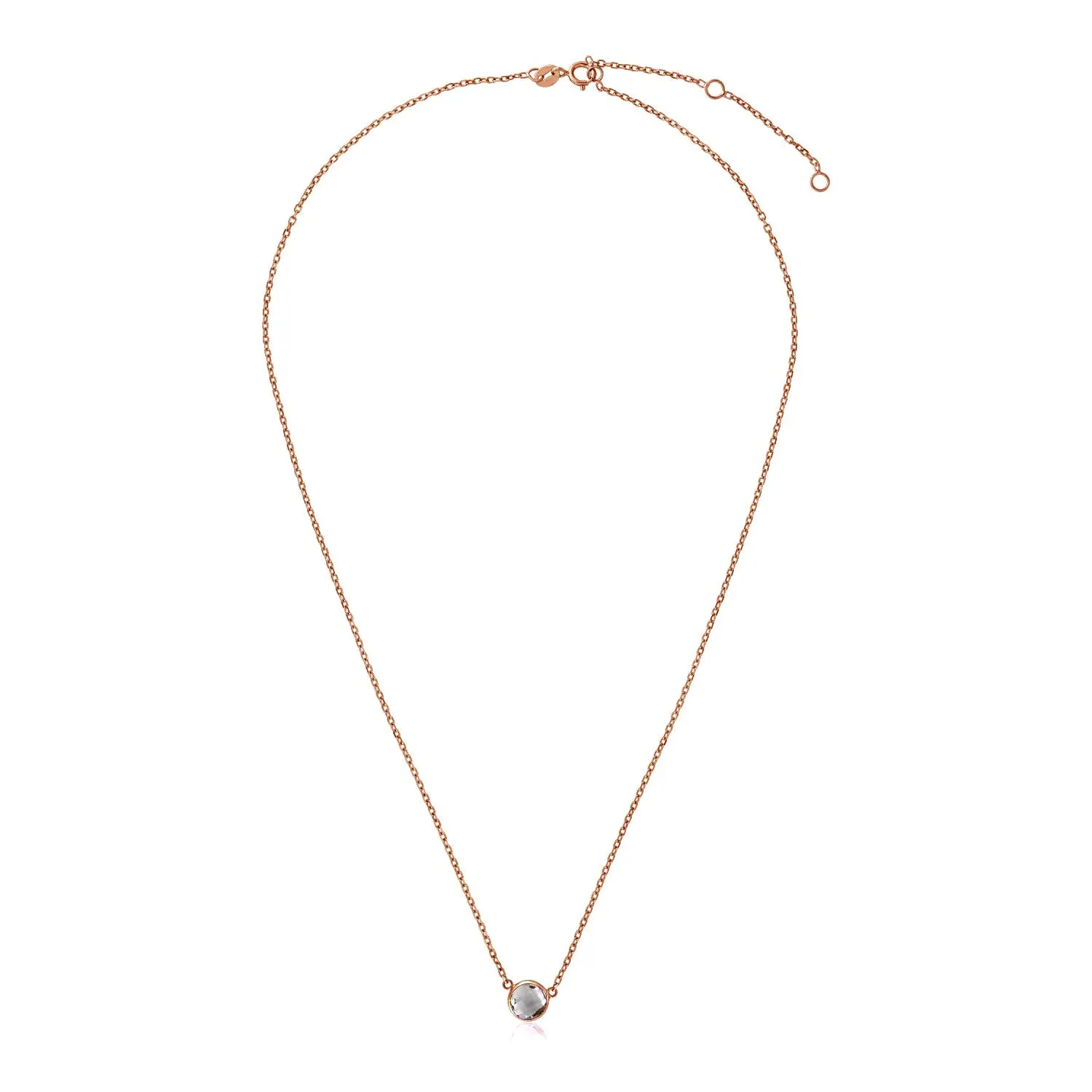 14k Rose Gold 17 inch Necklace with Round White Topazrx93658-17-rx93658-17