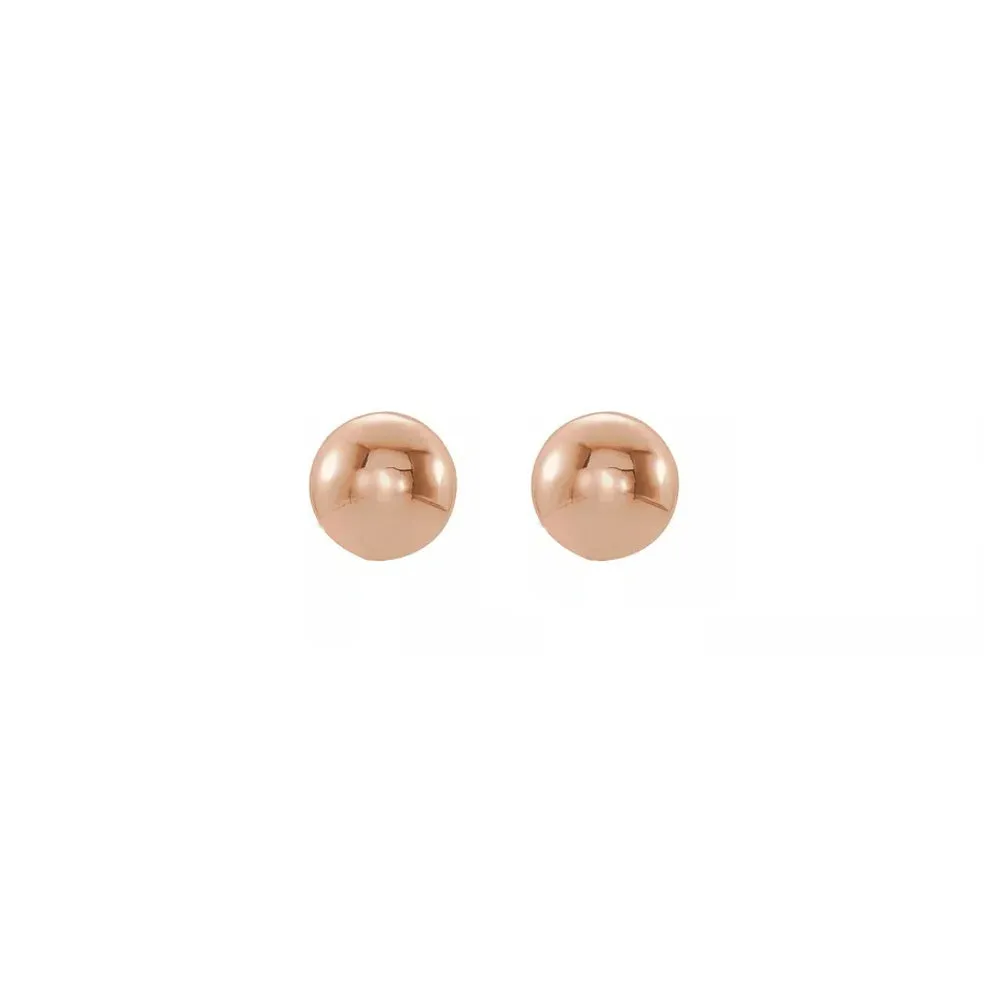 14K Rose Gold Polished Hollow Ball Post Earrings, 3mm to 8mm