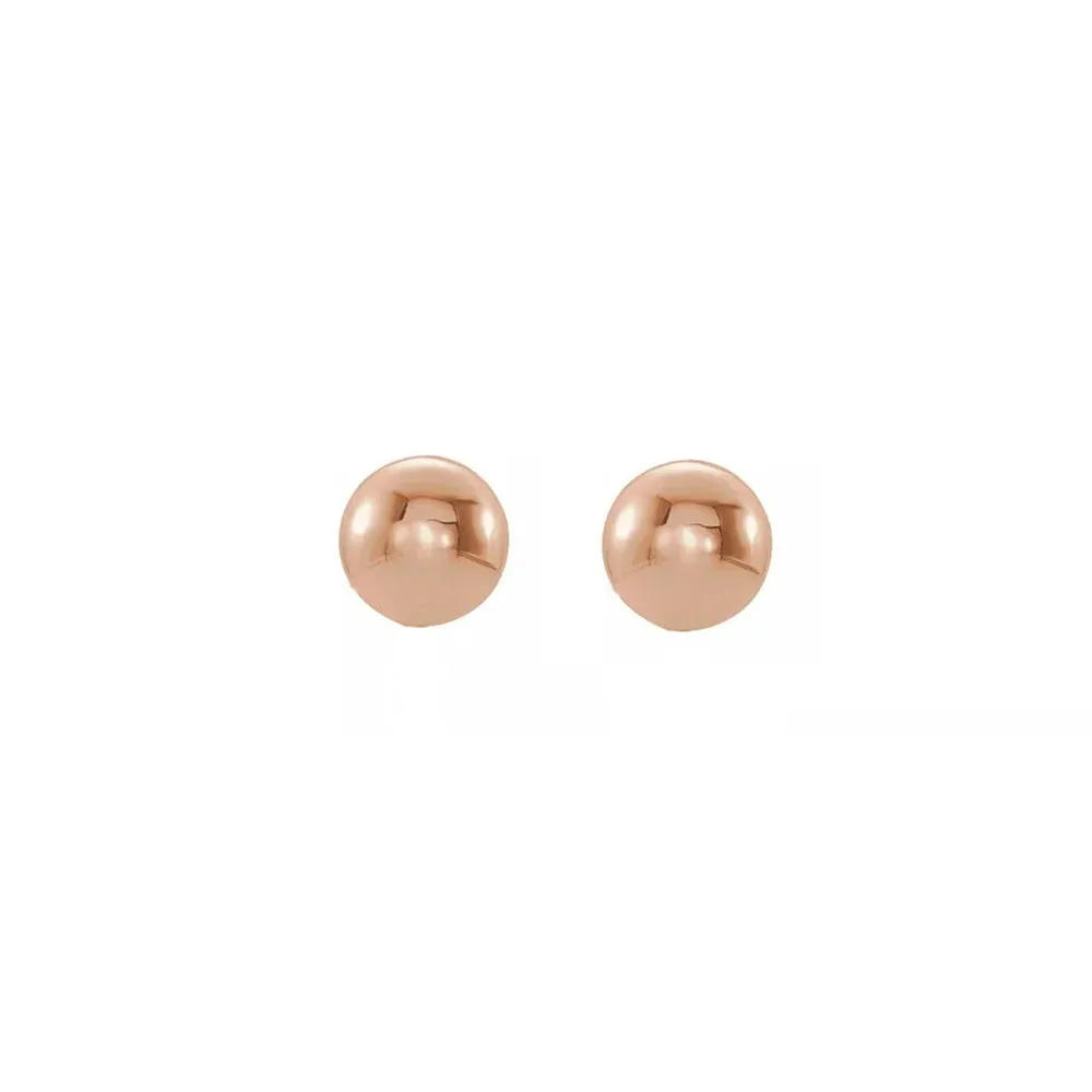 14K Rose Gold Polished Hollow Ball Post Earrings, 3mm to 8mm