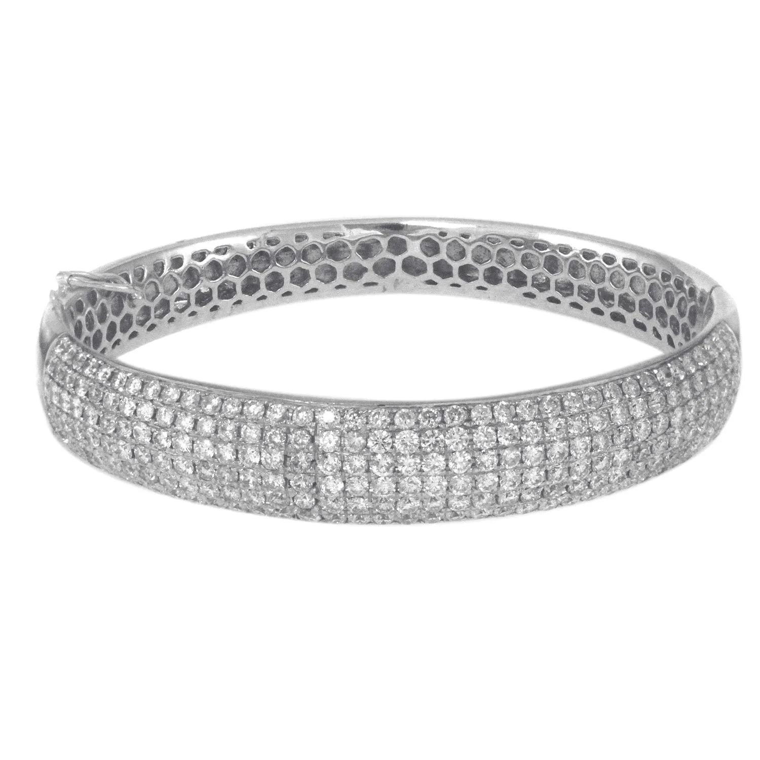 14K White Gold Diamond Bangle With 6 Rows Of 4.04 CT