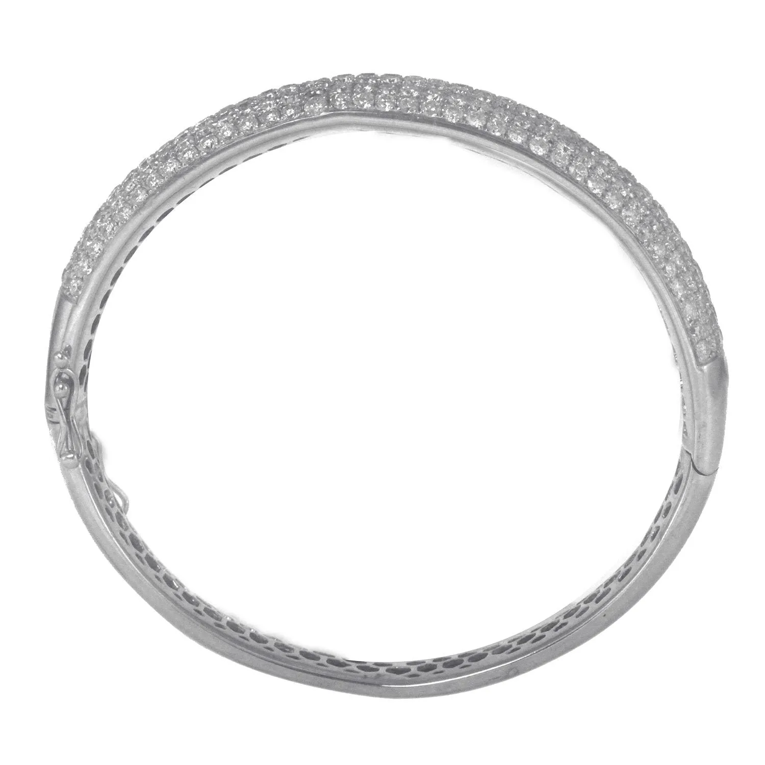 14K White Gold Diamond Bangle With 6 Rows Of 4.04 CT