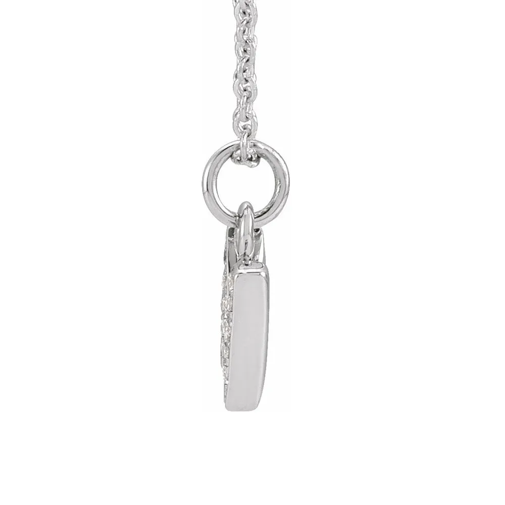 14K White Gold (G-H, I1) Diamond Tiny Initial A-Z Necklace, 16-18 Inch