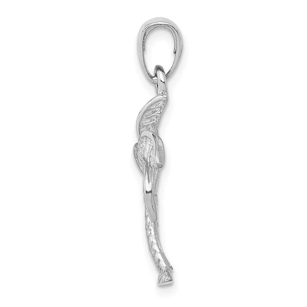 14k White Gold Solid Palm Tree Pendant