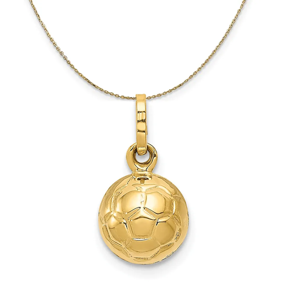 14k Yellow Gold Polished 3D Soccer Ball Necklace