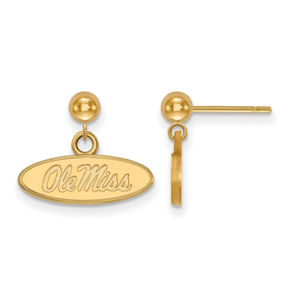 14k Yellow Gold University of Mississippi Ball Dangle Earrings