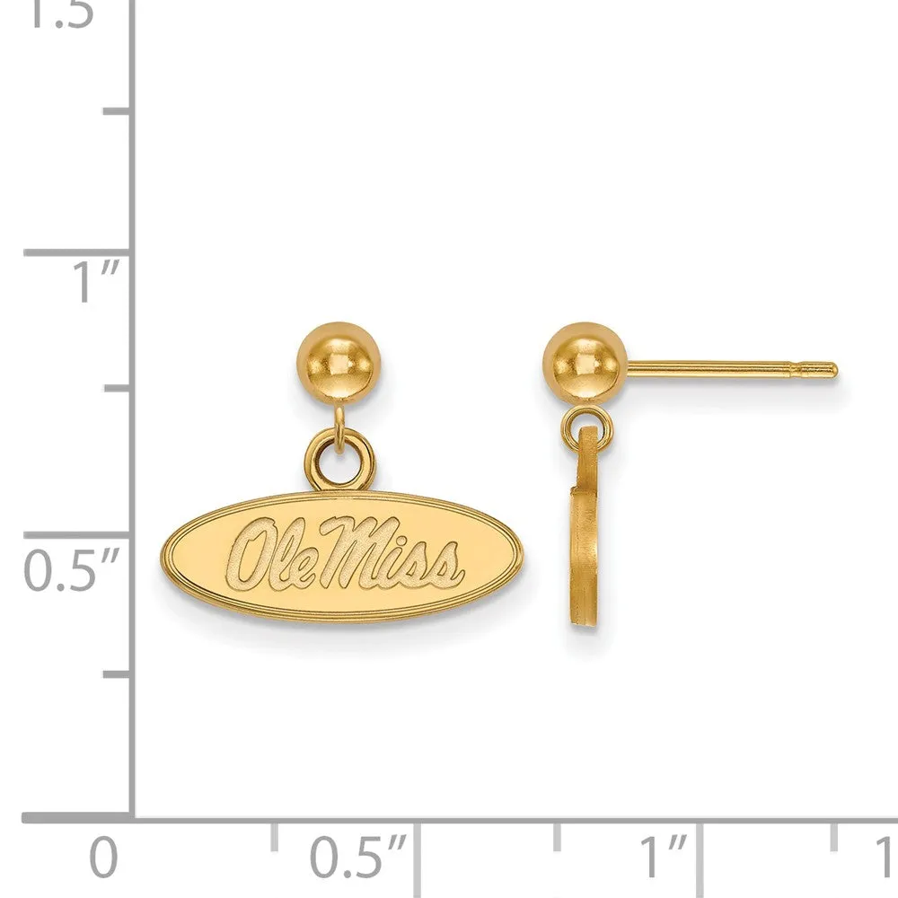 14k Yellow Gold University of Mississippi Ball Dangle Earrings