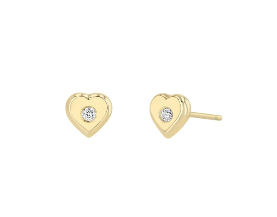 14KT DIAMOND NUGGET HEART STUDS