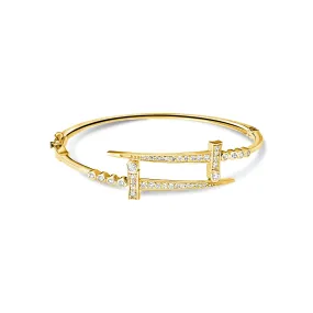 14KT Gold Diamond Sword Bangle Bracelet