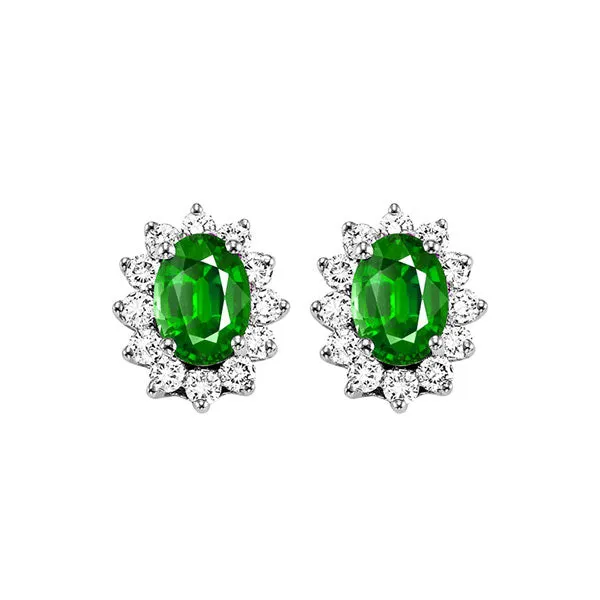 14KT WHITE GOLD DIAMOND (3/8CTW) & EMERALD (7/8 CTW) EARRING