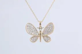 18 14k Two-Tone Gold 0.50tcw Diamond Butterfly Pendant Necklace (3.22g.)