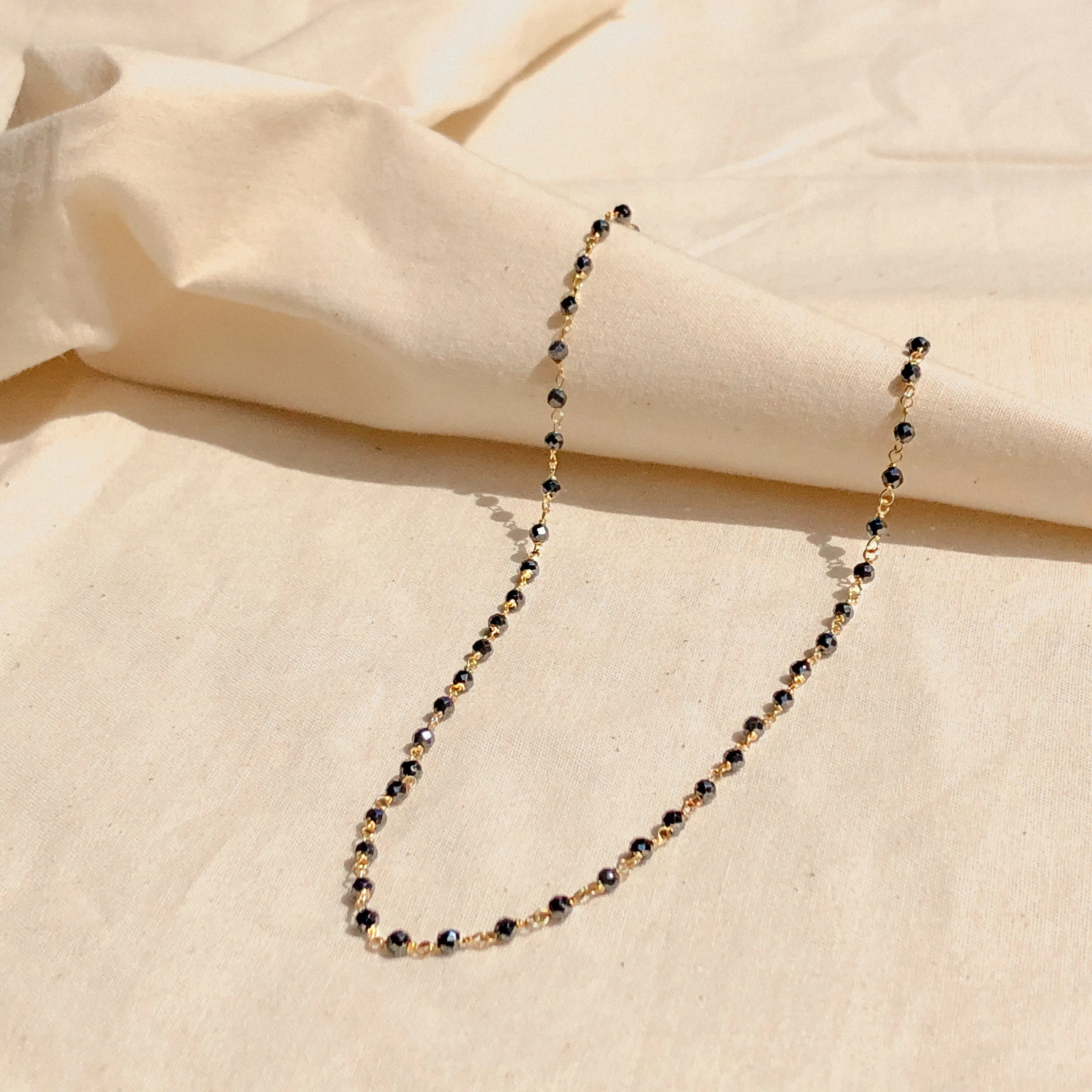 18K Gold Hematite Chain Necklace