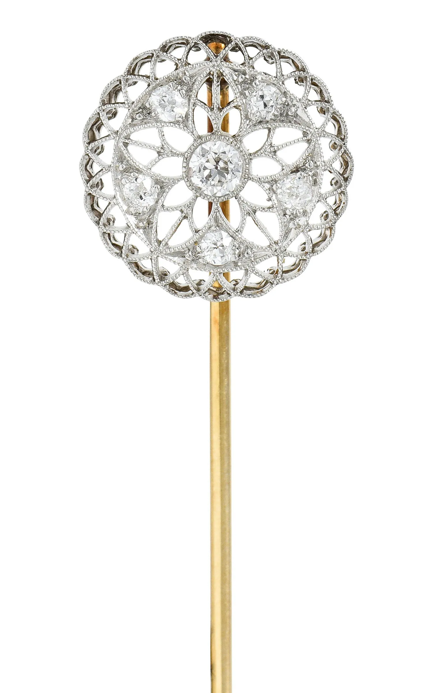 1910 Edwardian 0.27 CTW Diamond Platinum Radiating Starburst Stickpin