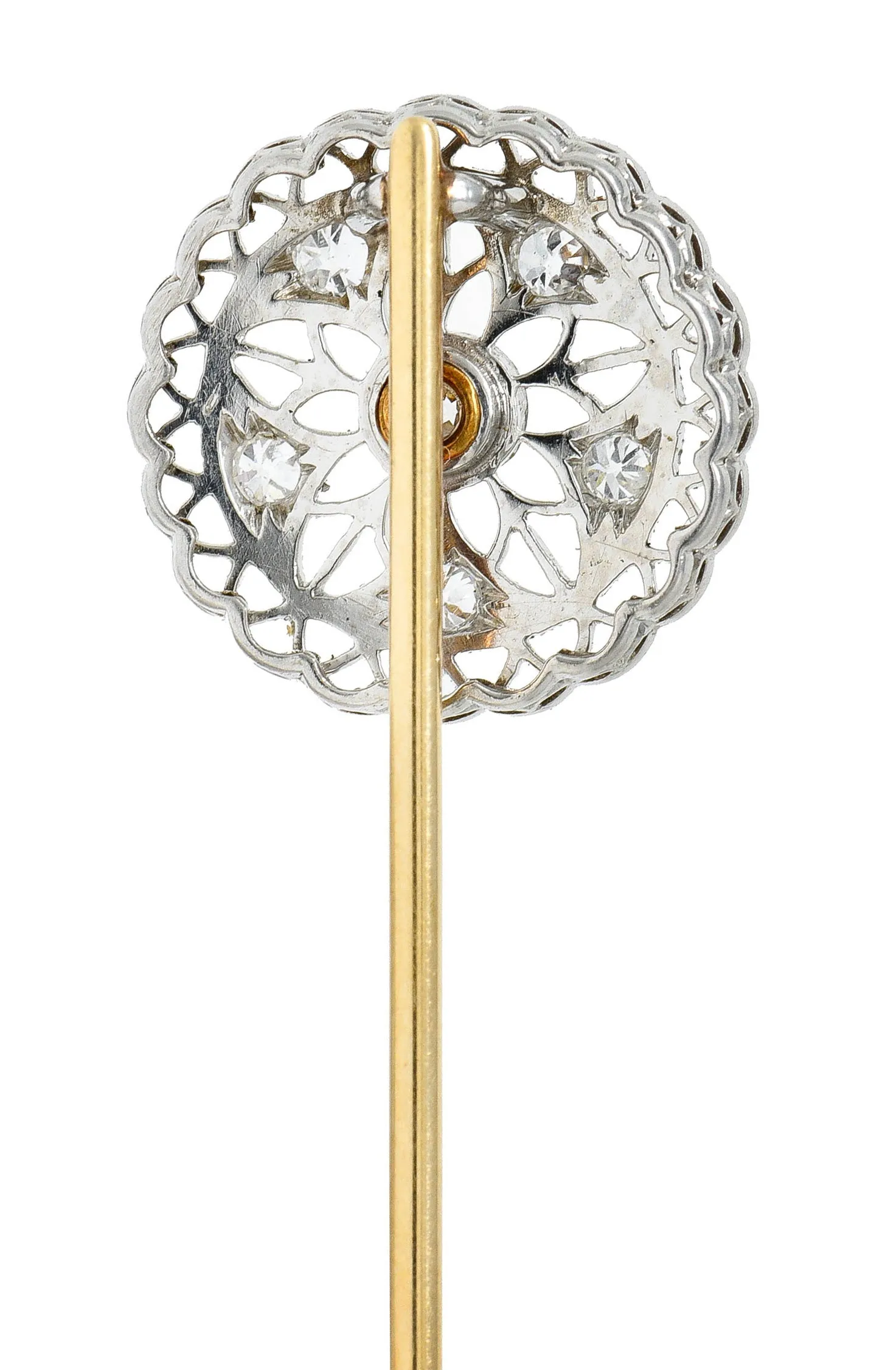 1910 Edwardian 0.27 CTW Diamond Platinum Radiating Starburst Stickpin