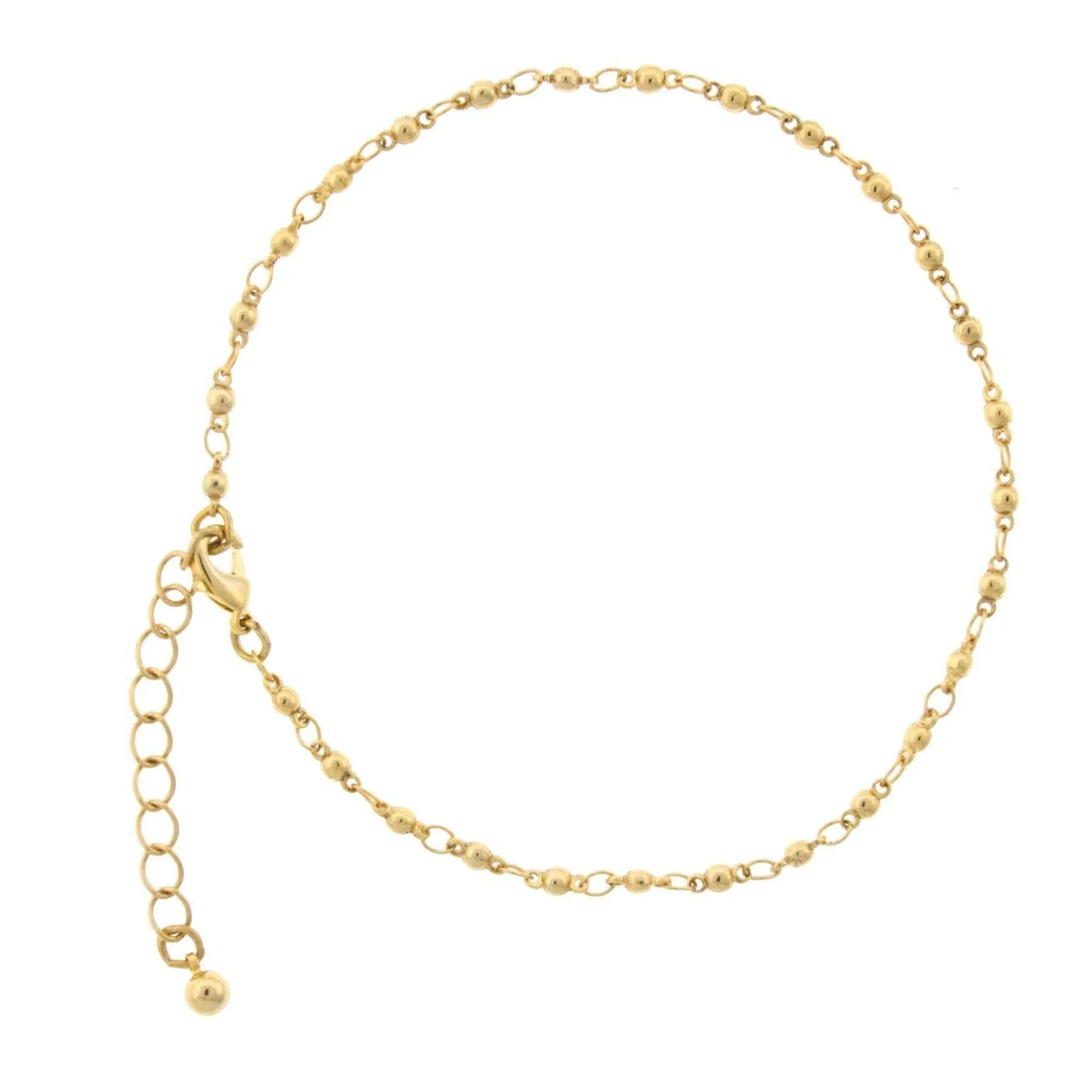 1928 Jewelry Gold Ball And Link Chain Anklet 9 + 1.5 Extension