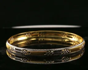 22k Bangle Solid Gold Simple Charm Two Tone Design Size 2-5/8 inch B1226