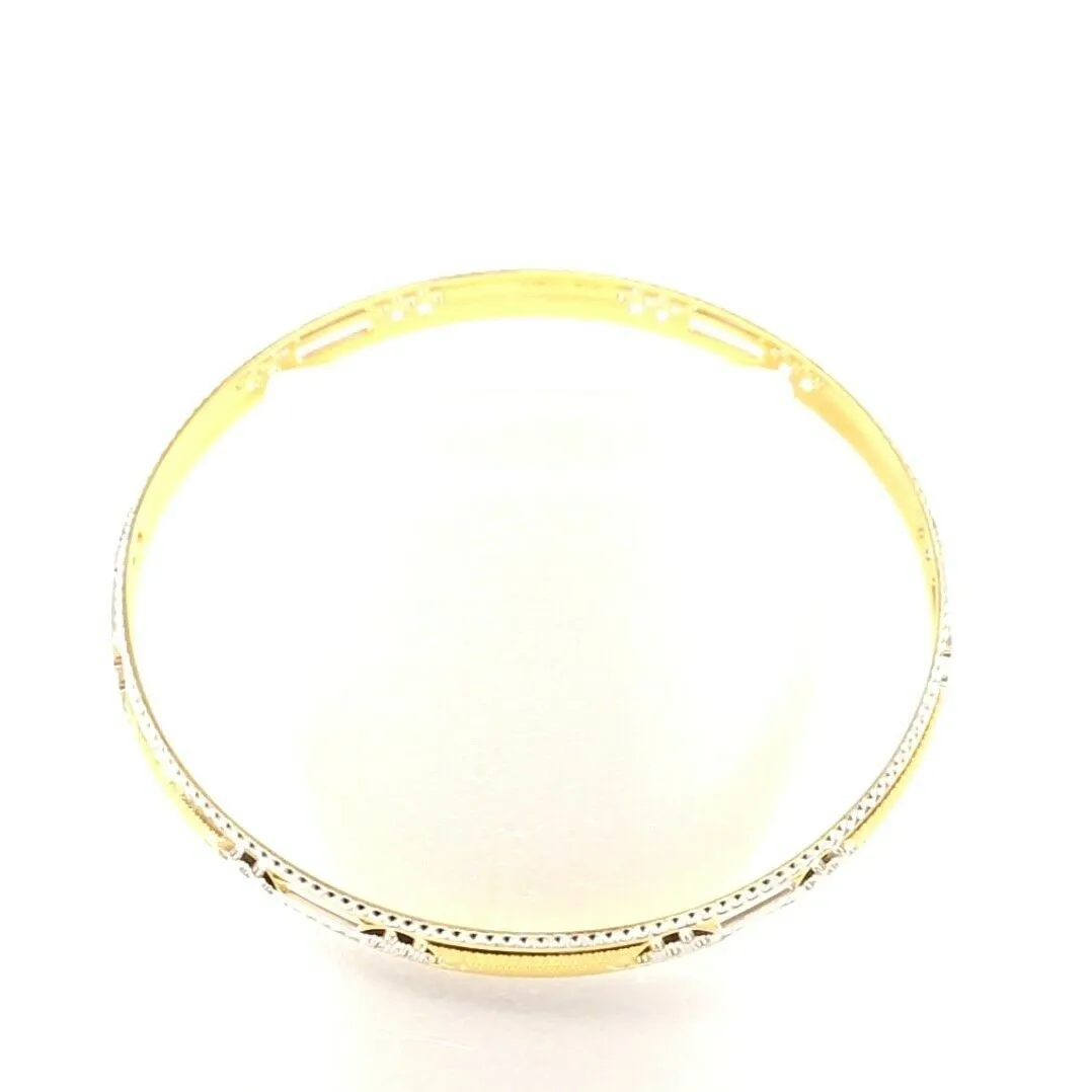 22k Bangle Solid Gold Simple Charm Two Tone Design Size 2-5/8 inch B1226