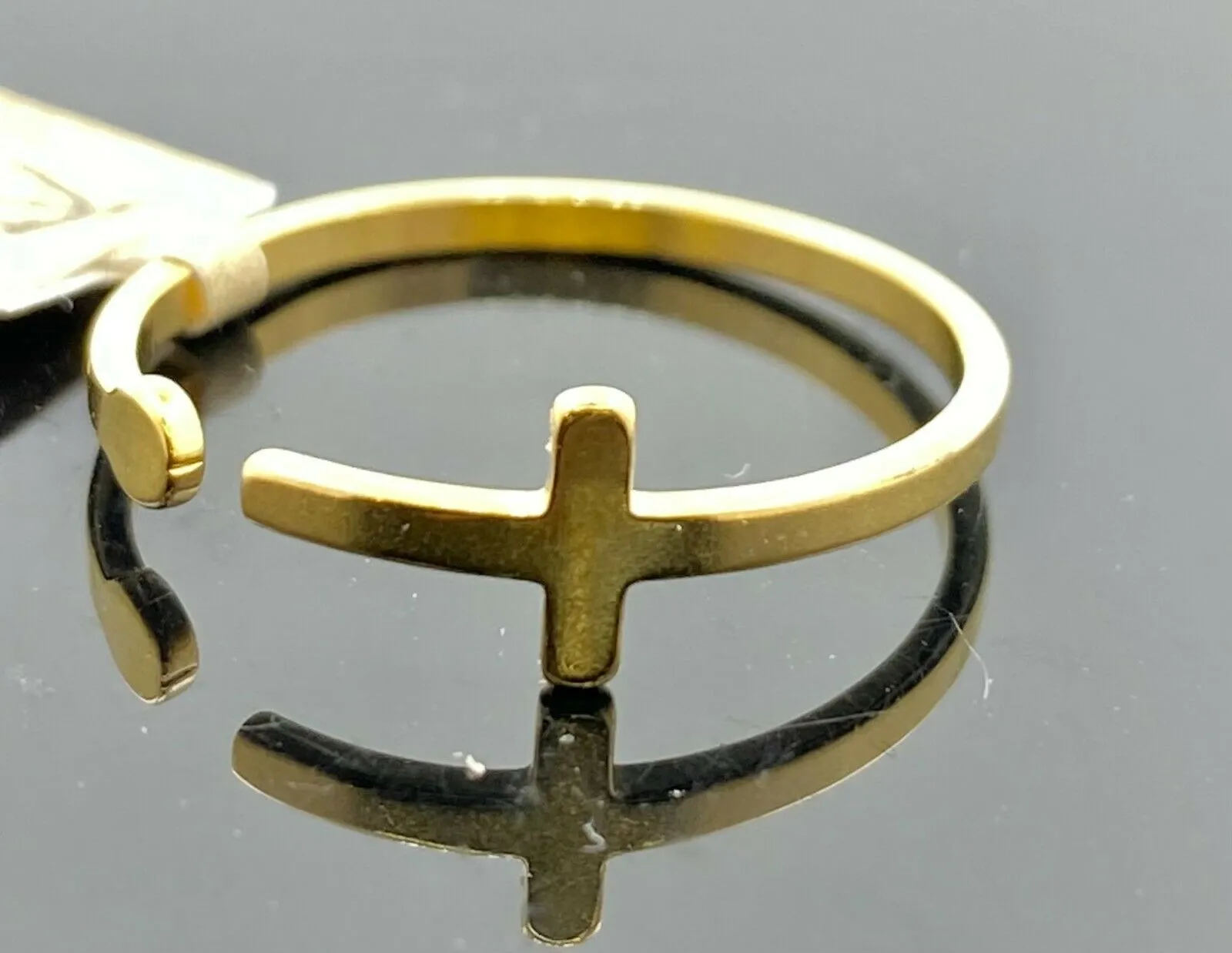 22k Ring Solid Gold ELEGANT Simple Modern Design Cross Ladies Band r2100z