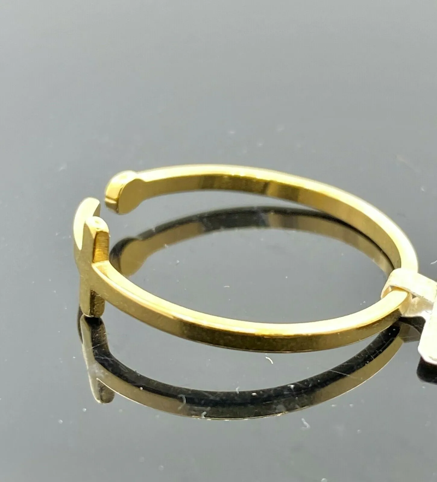 22k Ring Solid Gold ELEGANT Simple Modern Design Cross Ladies Band r2100z