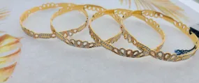 22k Solid Gold Elegant Tri Tone Tiara Design Bangle fdbg066