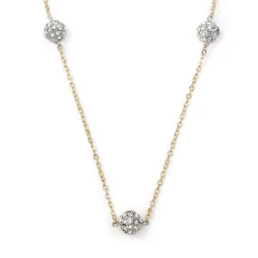 36 Inch CZ Pave Ball Necklace Gold Plated