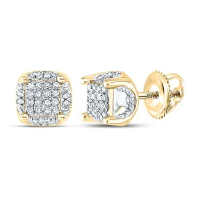 3D Pave Stud .20 Carat Diamond Earrings .10K Gold