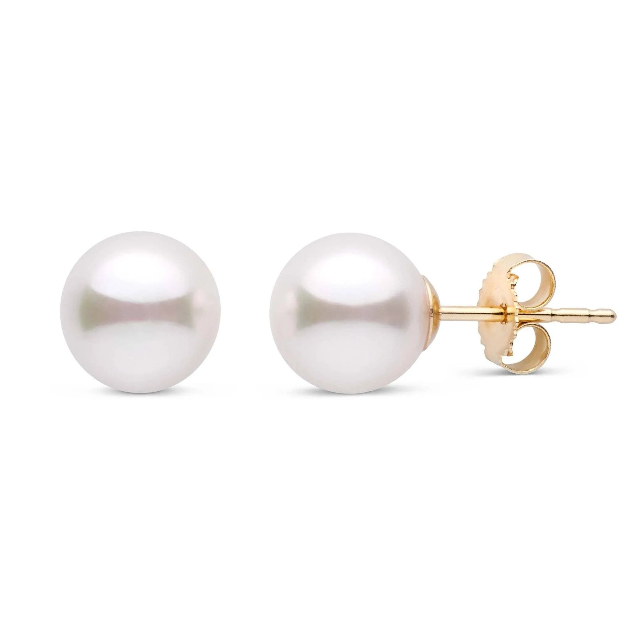 7.5-8.0 mm White Akoya AA+ Pearl Stud Earrings