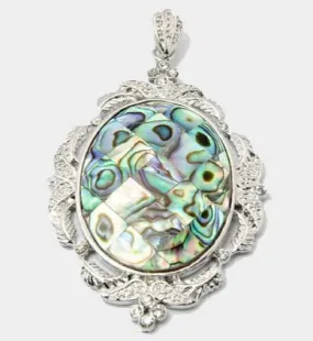 Abalone/Paua Shell Oval Pendant 38x56mm