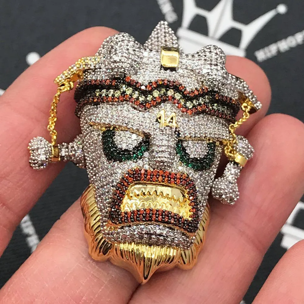 African Statue 3D CZ Hip Hop Bling Bling Pendant