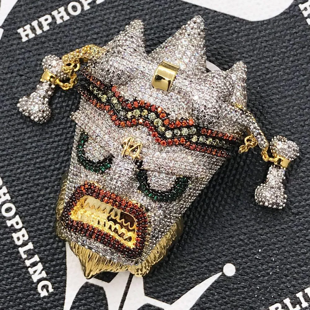 African Statue 3D CZ Hip Hop Bling Bling Pendant