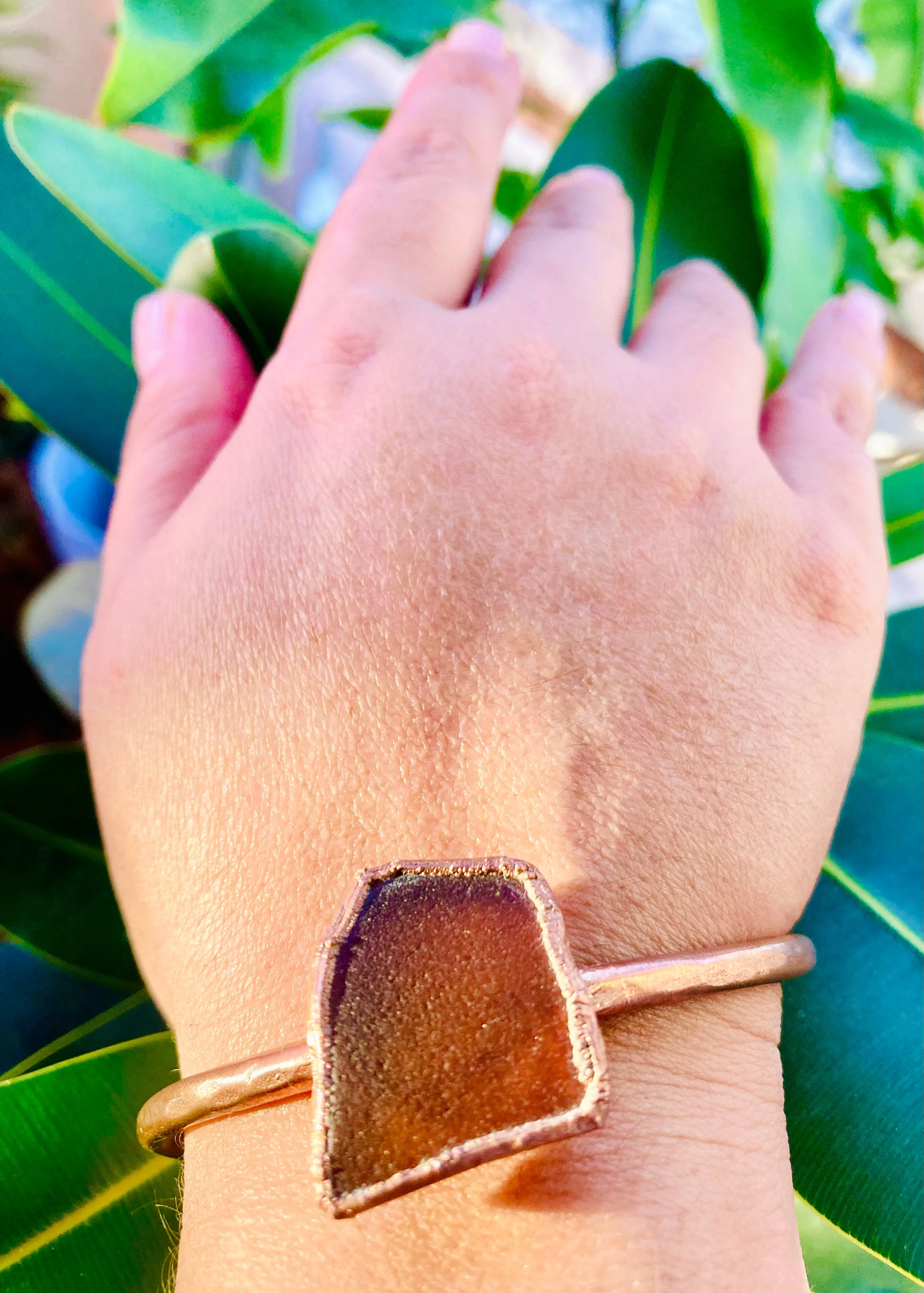 Amber Seaglass Bangle