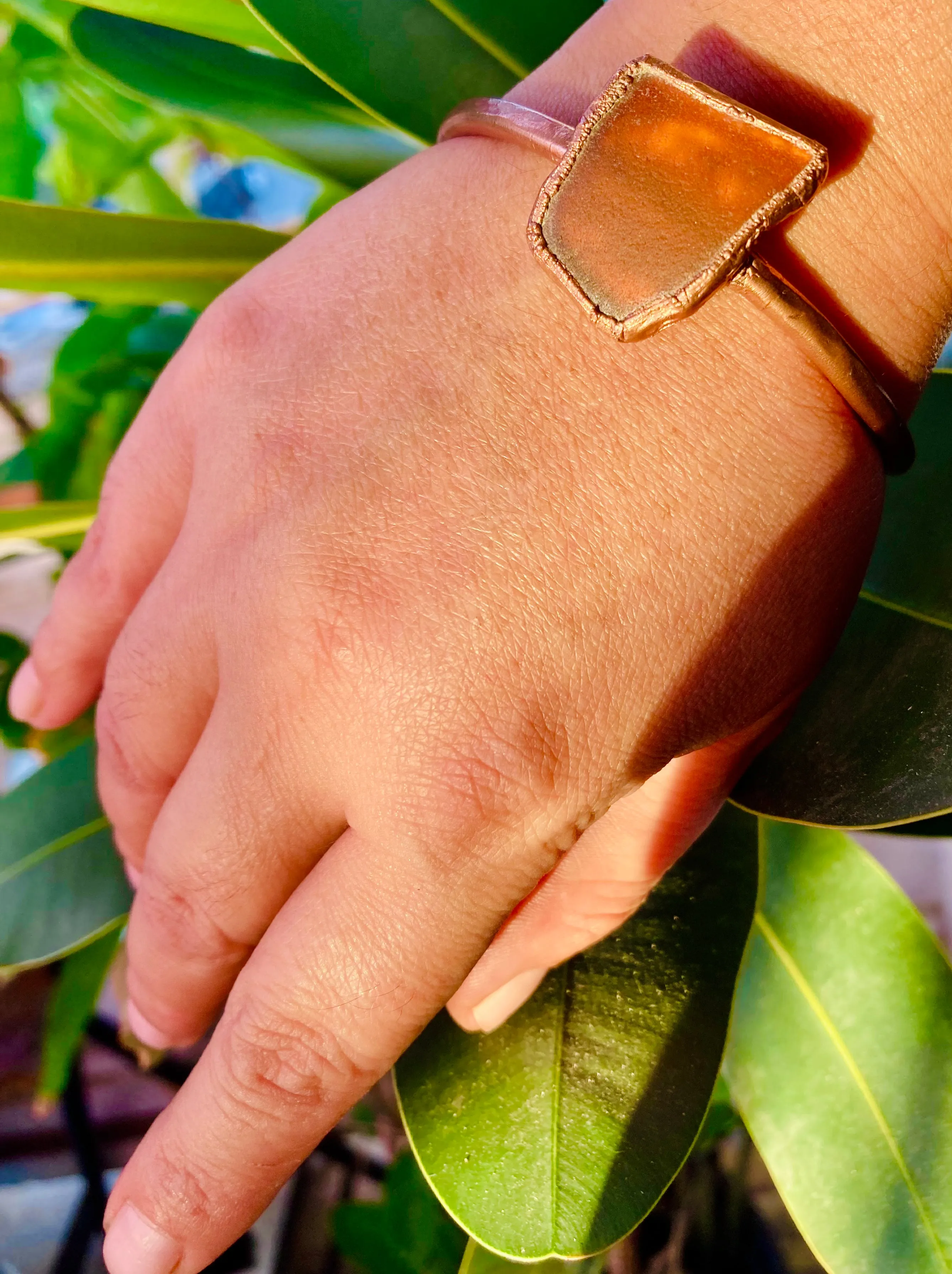 Amber Seaglass Bangle