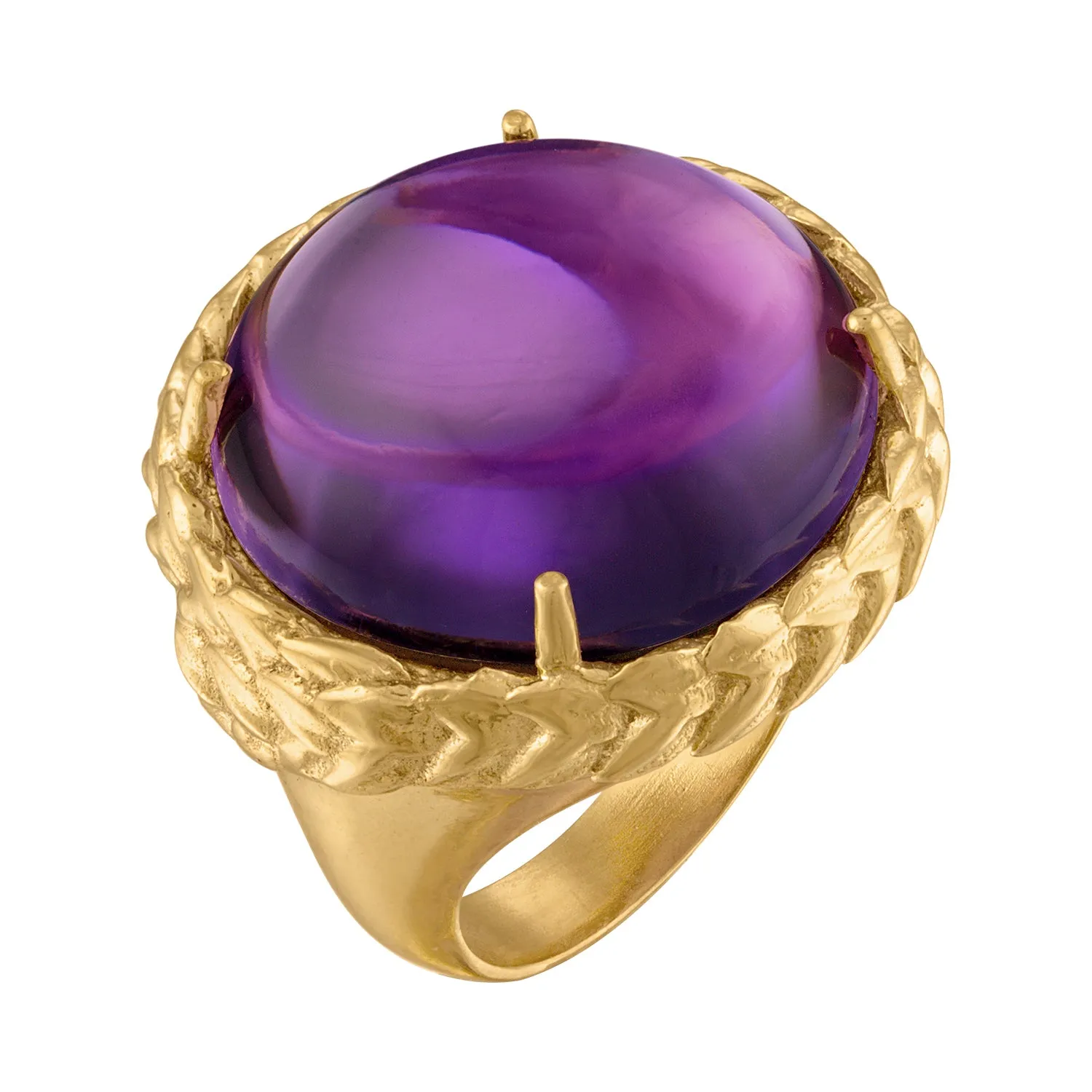 Amethyst Wheat Motif Cocktail Ring