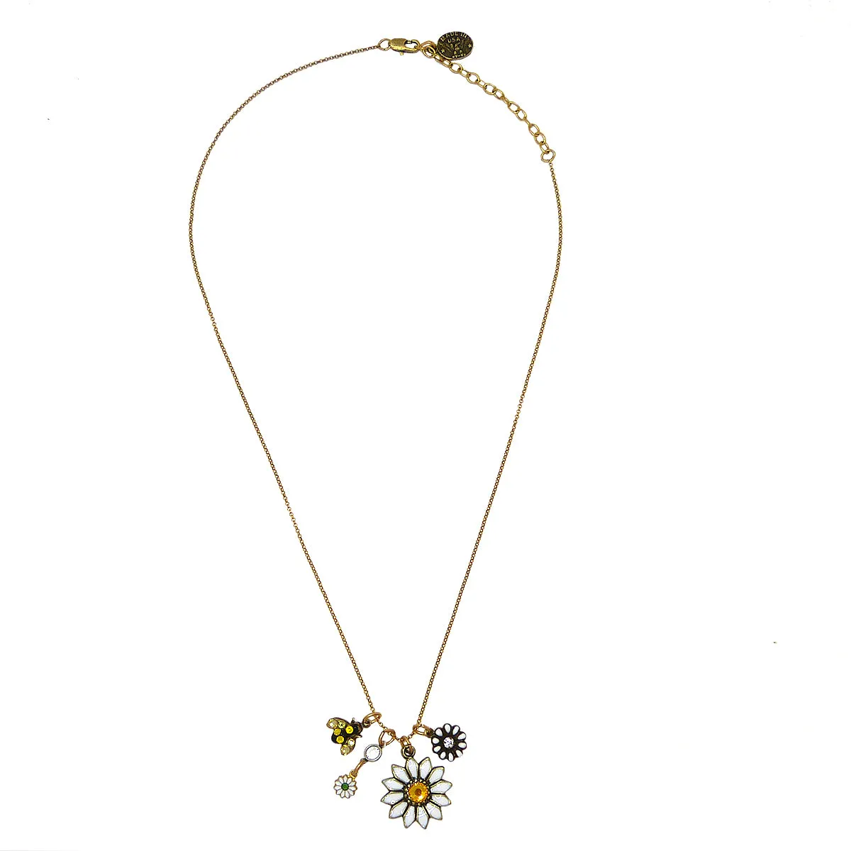 Anne Koplik Daisy Bumbe Bee Flower Charm Pendant Necklace Swarovski Crystals NKJ117DAI