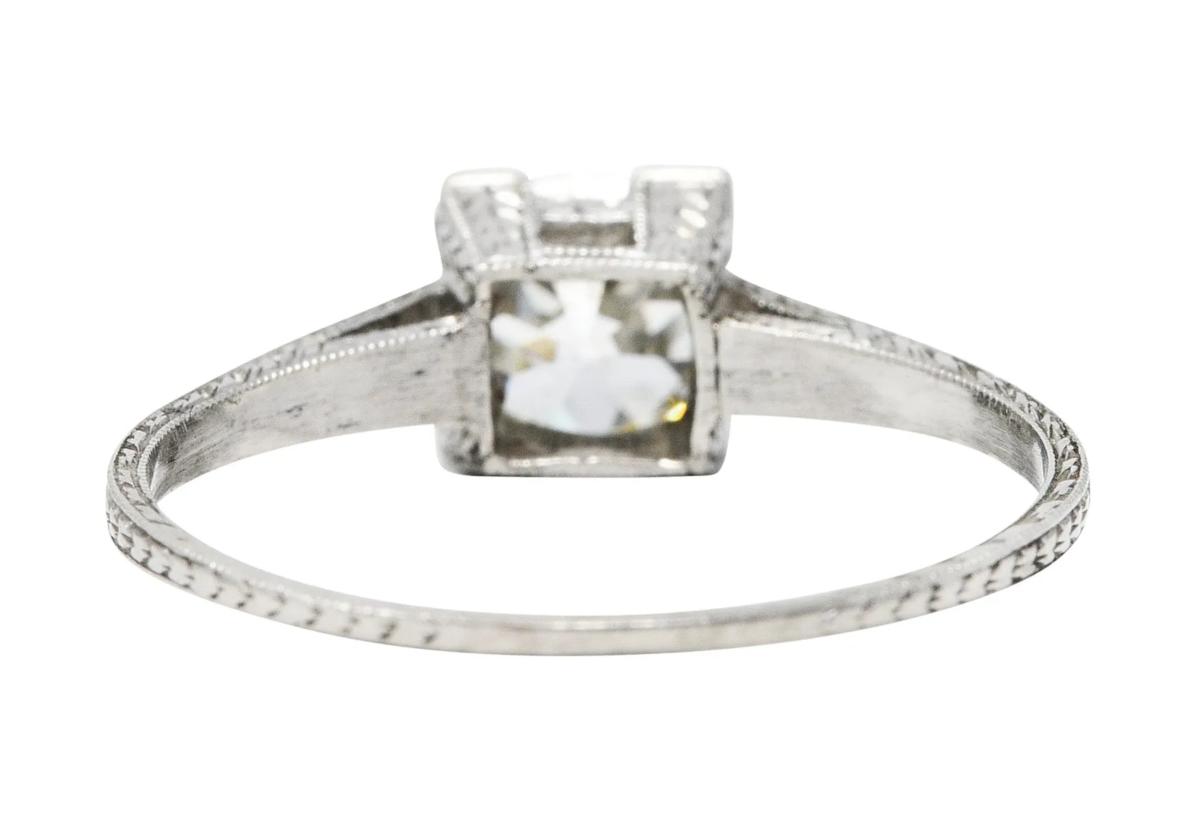 Art Deco 1.00 CTW Diamond Platinum Wheat Engagement Ring