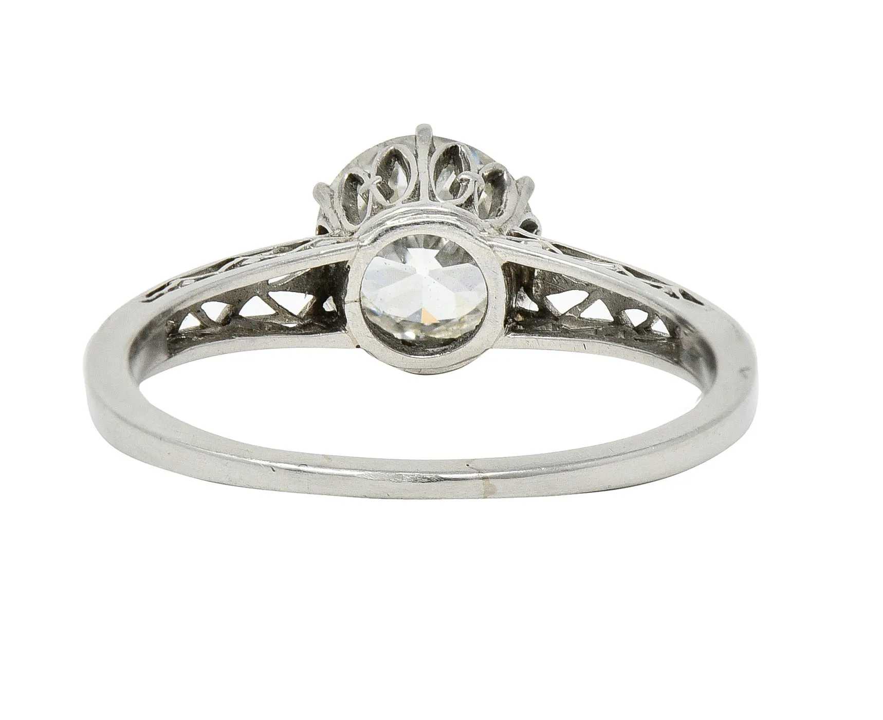 Art Deco 1.42 CTW Platinum Fleur-De-Lis Trellis Solitaire Engagement Ring