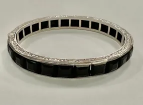 Art Deco Sterling and Paste Bangle